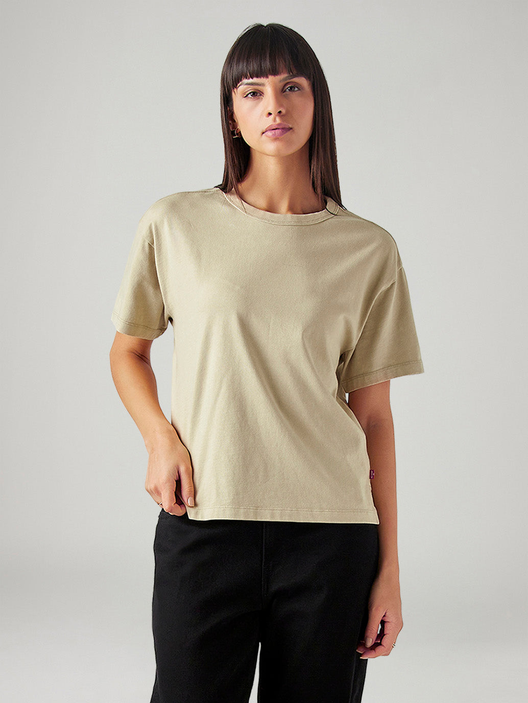 Women's Solid Relaxed Fit T-Shirt - Styleshot View