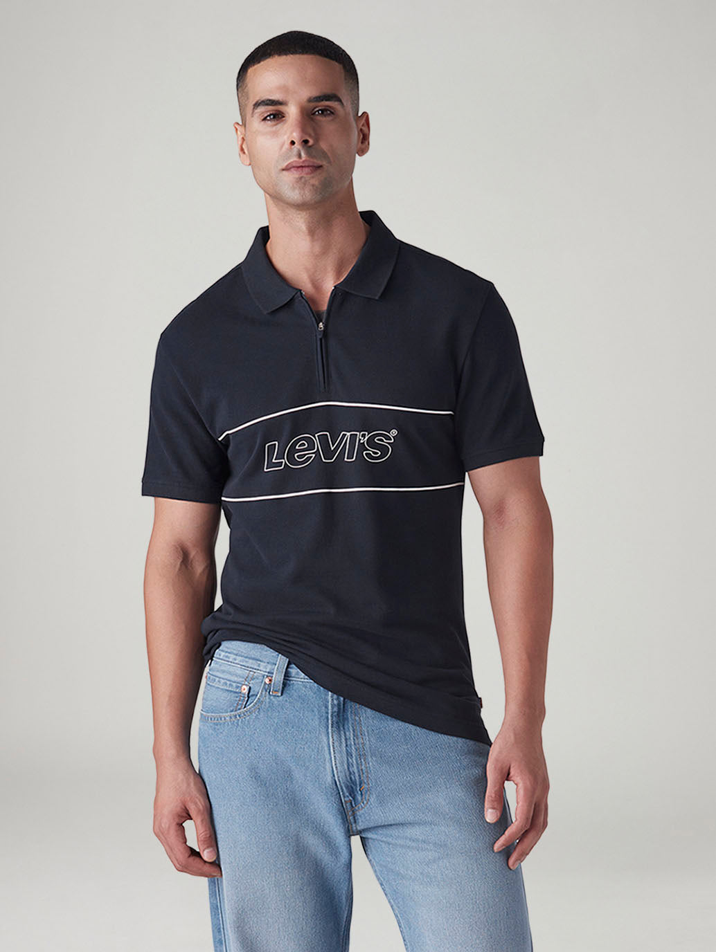 Men's Logo Printed Slim Fit Pique Polo T-Shirt