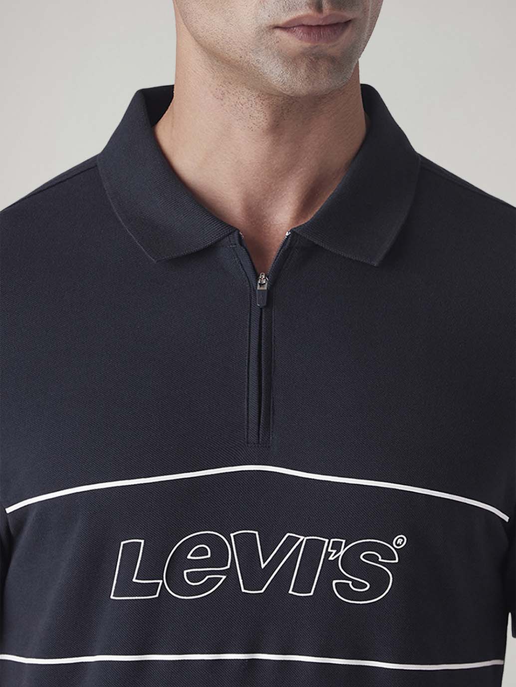 Men's Logo Printed Slim Fit Pique Polo T-Shirt - Detail View