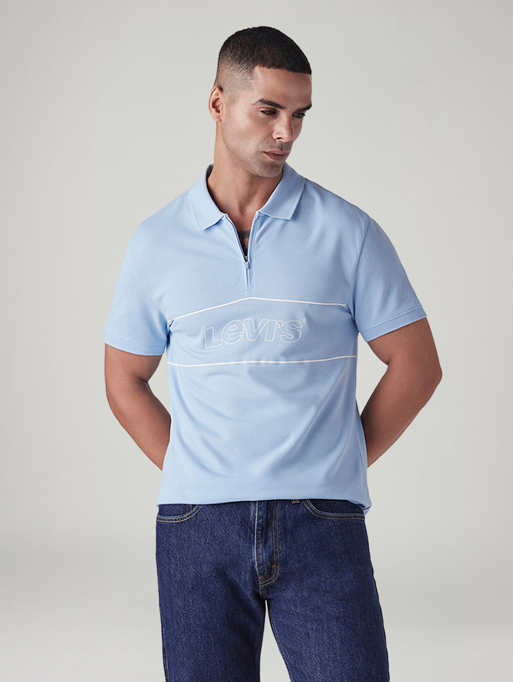 Men's Logo Printed Slim Fit Pique Polo T-Shirt
