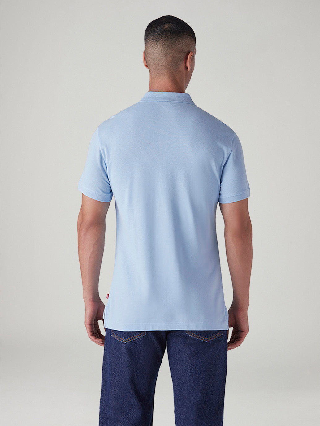Men's Logo Printed Slim Fit Pique Polo T-Shirt - Back View