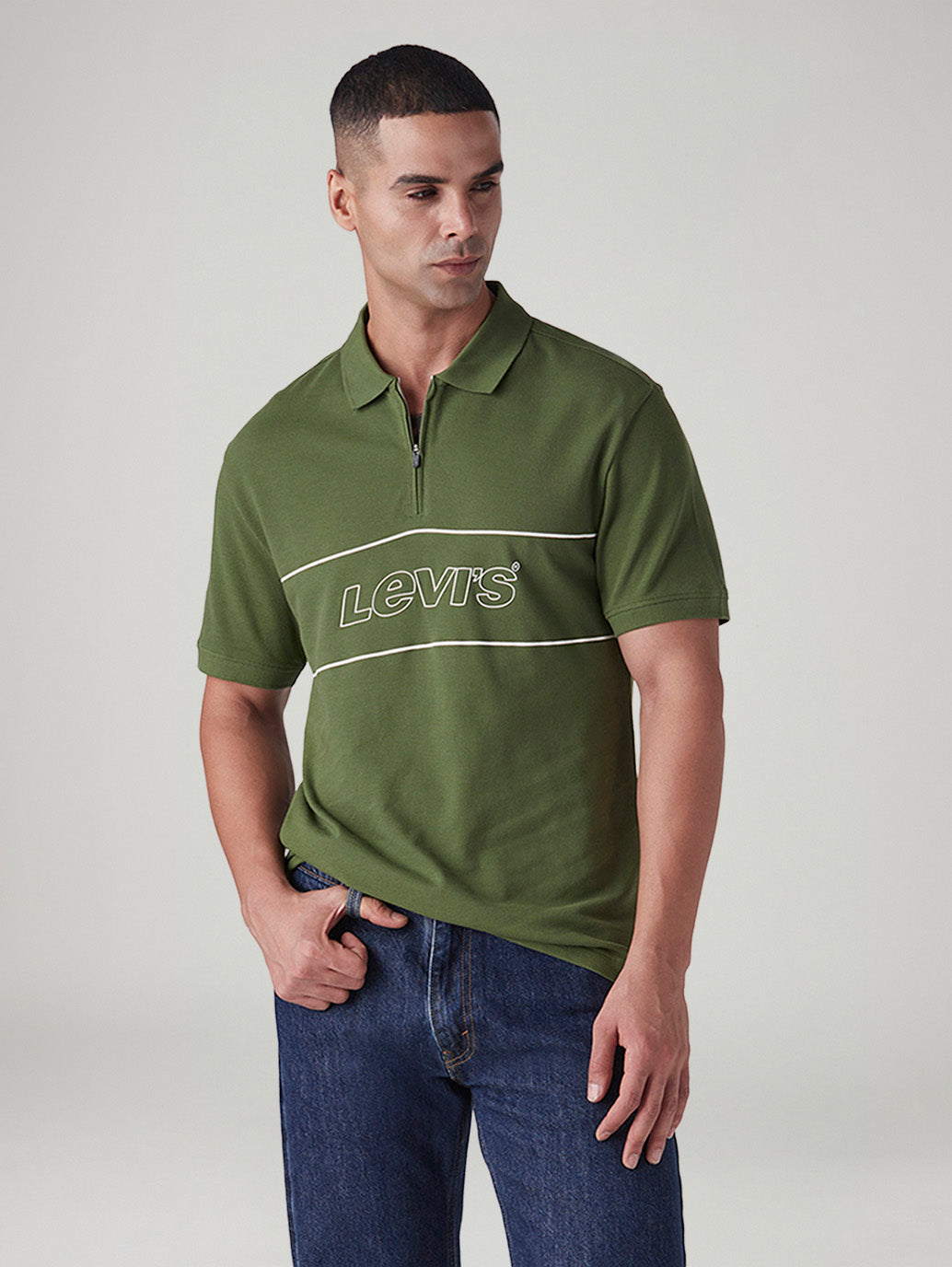 Men's Logo Printed Slim Fit Pique Polo T-Shirt