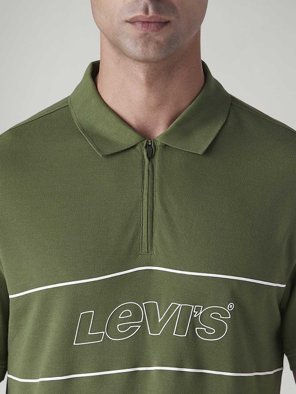 Men's Logo Printed Slim Fit Pique Polo T-Shirt - Detail View