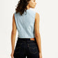 Women's Solid Indigo Round Neck Denim Top - Back View