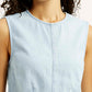 Women's Solid Indigo Round Neck Denim Top - Detail View