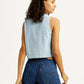 Women's Solid Light Indigo V-Neck Denim Top - Back View
