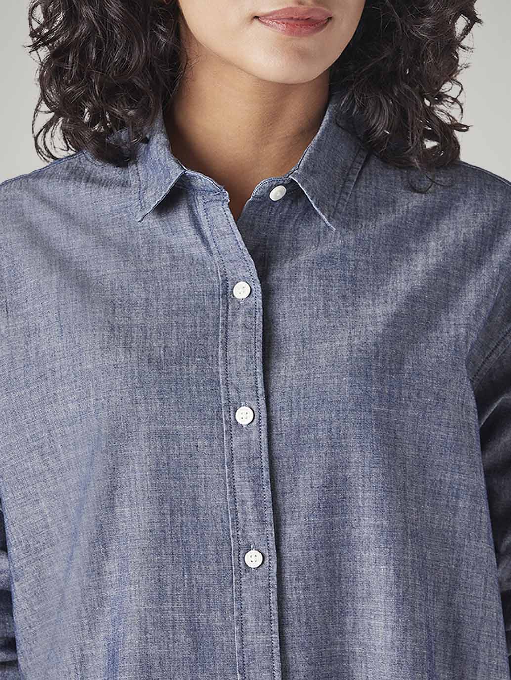 Women's Solid Relaxed Fit Denim Shirt - 20 View