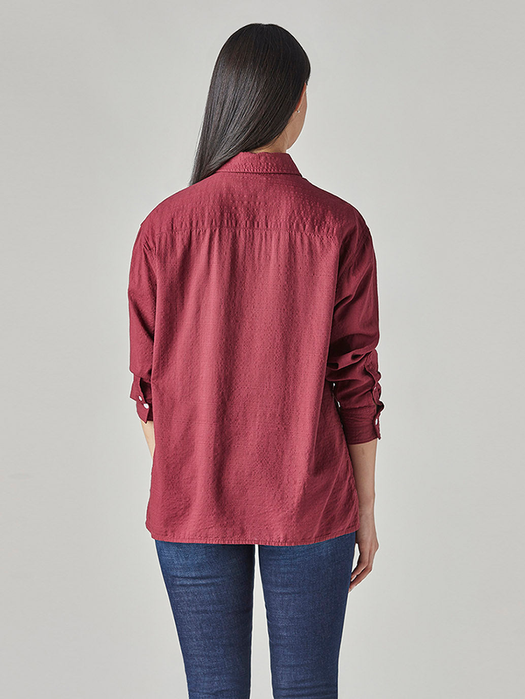 Women's Solid Loose Fit Shirt - Back View