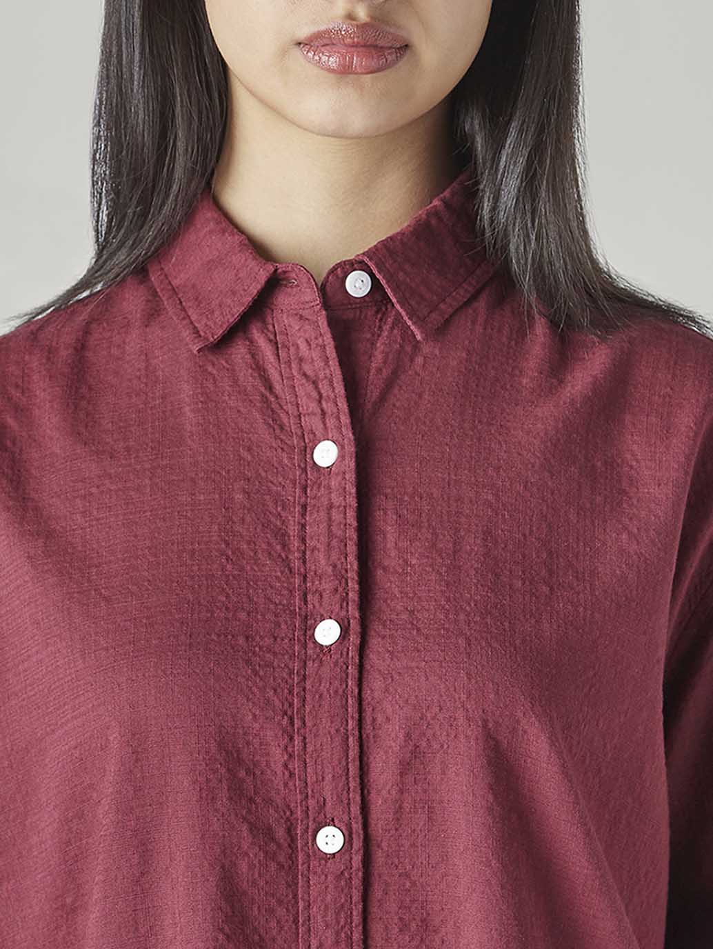 Women's Solid Loose Fit Shirt - Detail View