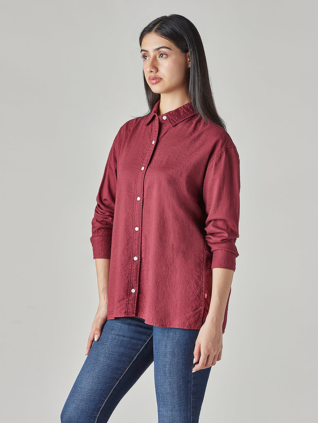 Women's Solid Loose Fit Shirt - Side View