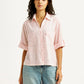 Women's Textured Light Pink Spread Collar Shirt - Styleshot View