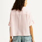 Women's Textured Light Pink Spread Collar Shirt - Back View