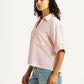Women's Textured Light Pink Spread Collar Shirt - Side View
