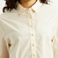 Women's Solid Cream Relaxed Fit Poplin Shirt - Detail View