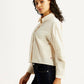 Women's Solid Cream Relaxed Fit Poplin Shirt - Side View