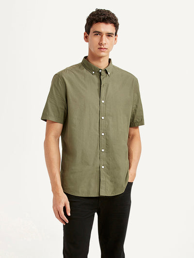 levi's Men's Solid Olive Slim Fit Poplin Shirt-picture-20