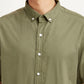 Men's Solid Olive Slim Fit Poplin Shirt - Detail View
