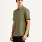 Men's Solid Olive Slim Fit Poplin Shirt - Side View