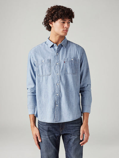 Men's Solid Slim Fit Denim Shirt