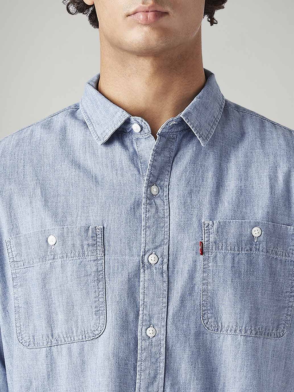 Men's Solid Slim Fit Denim Shirt - 20 View