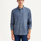 Men's Solid Indigo Slim Fit Shirt - Styleshot View