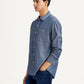 Men's Solid Indigo Slim Fit Shirt - Side View