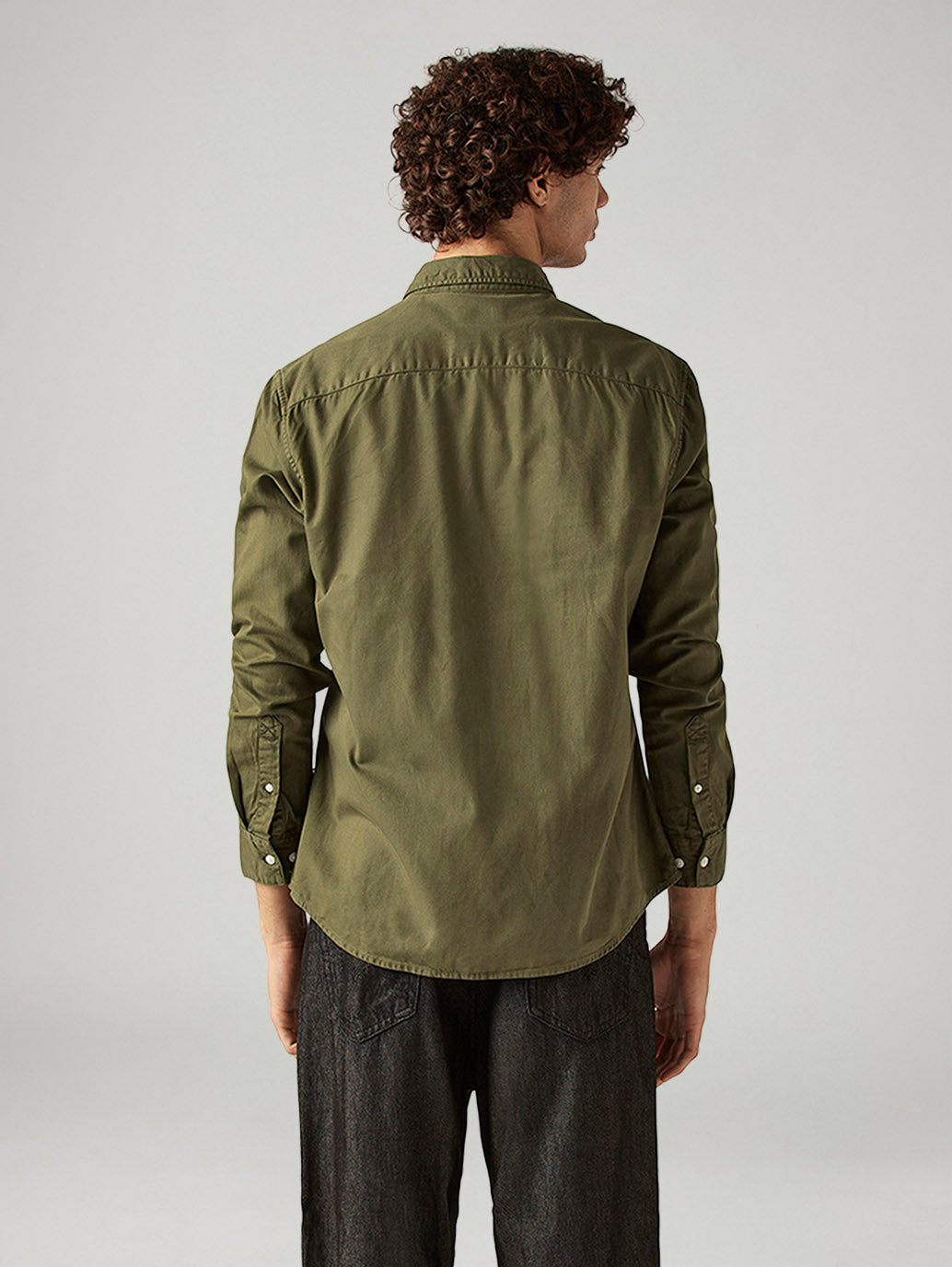 Men's Solid Slim Fit Overdyed Shirt - Back View