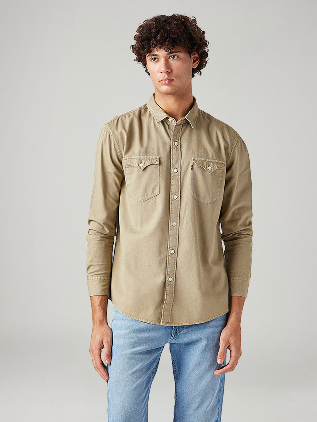 Men's Solid Slim Fit Shirt - Front View
