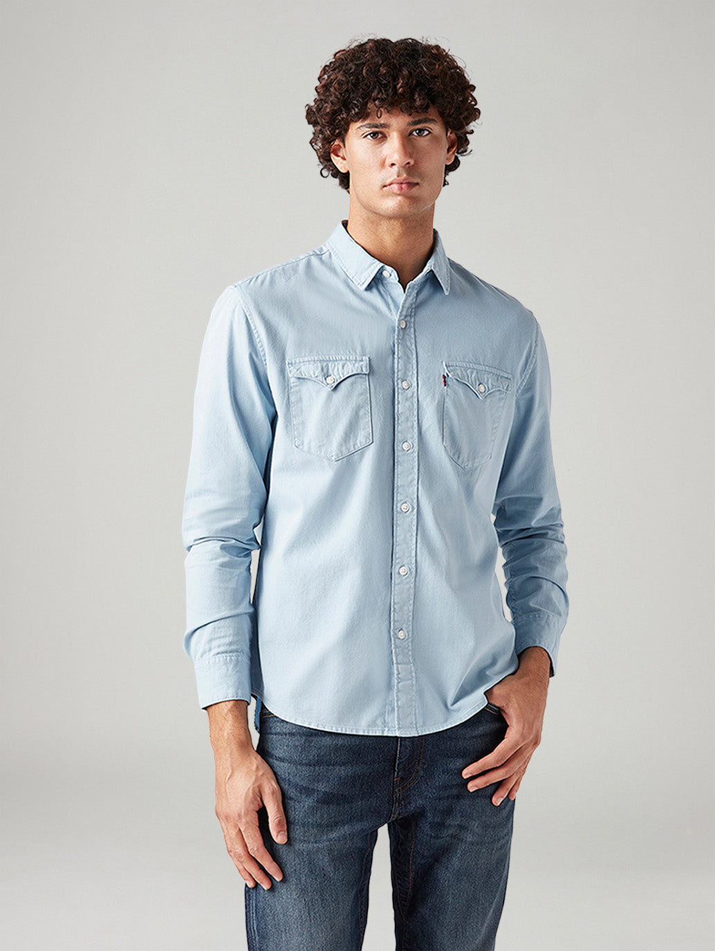 Men's Solid Slim Fit Shirt - Front View