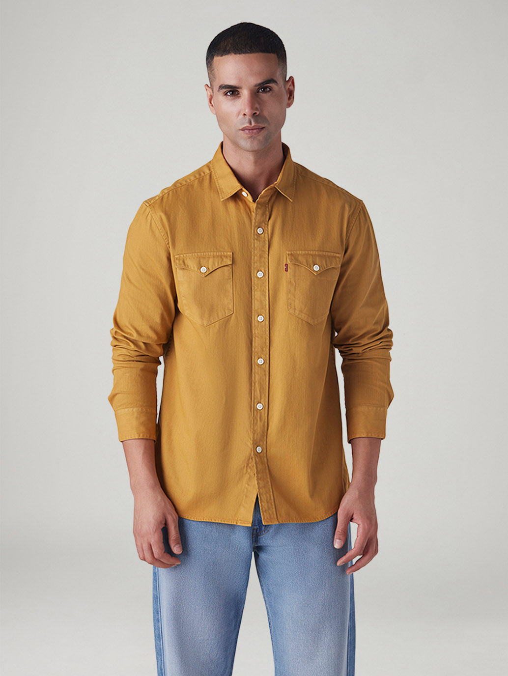 Men's Solid Regular Fit Shirt - Front View