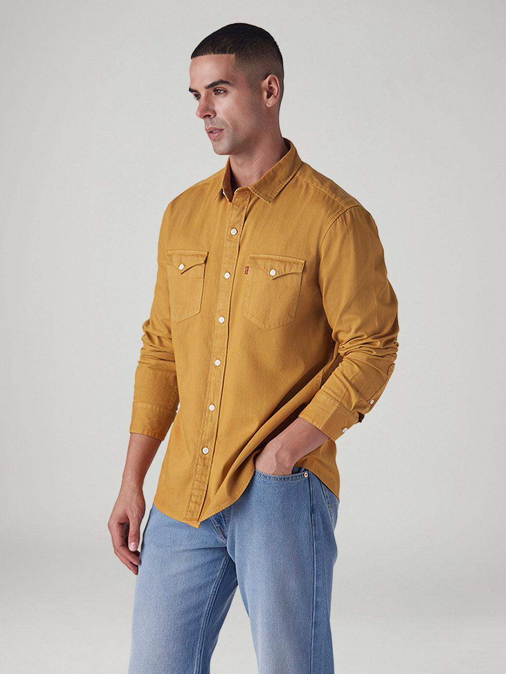 Men's Solid Regular Fit Shirt - Side View