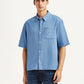 Men's Solid Light Blue Boxy Shirt - Styleshot View