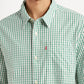 Men's Checkered Green Boxy Shirt - Detail View