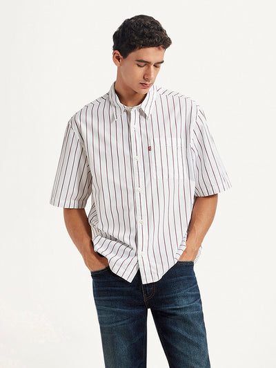 levi's Men's Striped White Boxy Fit Poplin Shirt-picture-22
