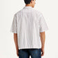 Men's Striped White Boxy Fit Poplin Shirt - Back View