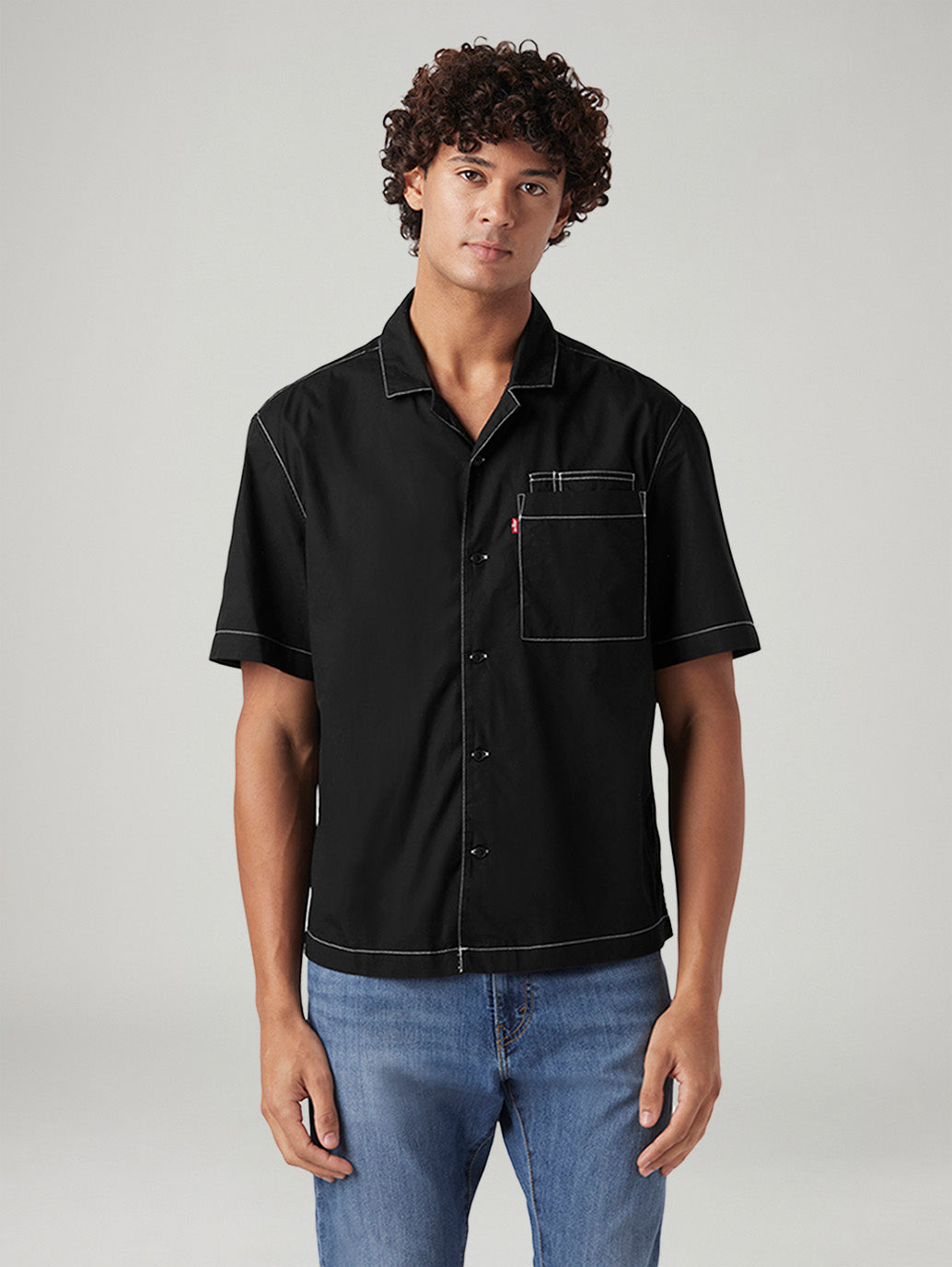 Men's Solid Relaxed Fit Poplin Shirt - Front View