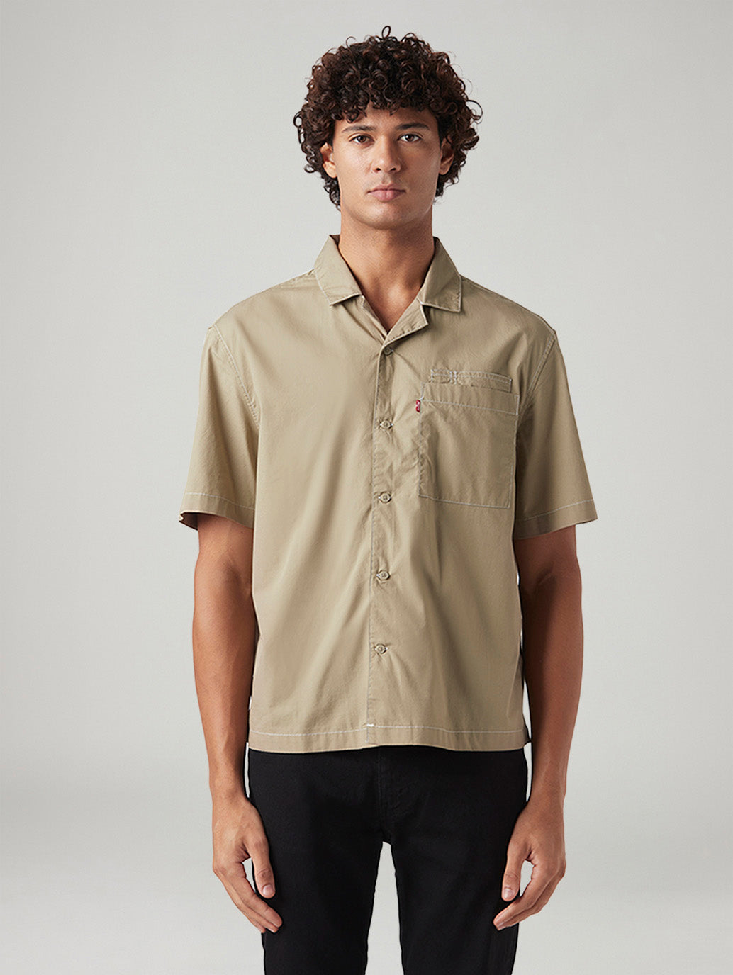 Men's Solid Relaxed Fit Poplin Shirt - Front View