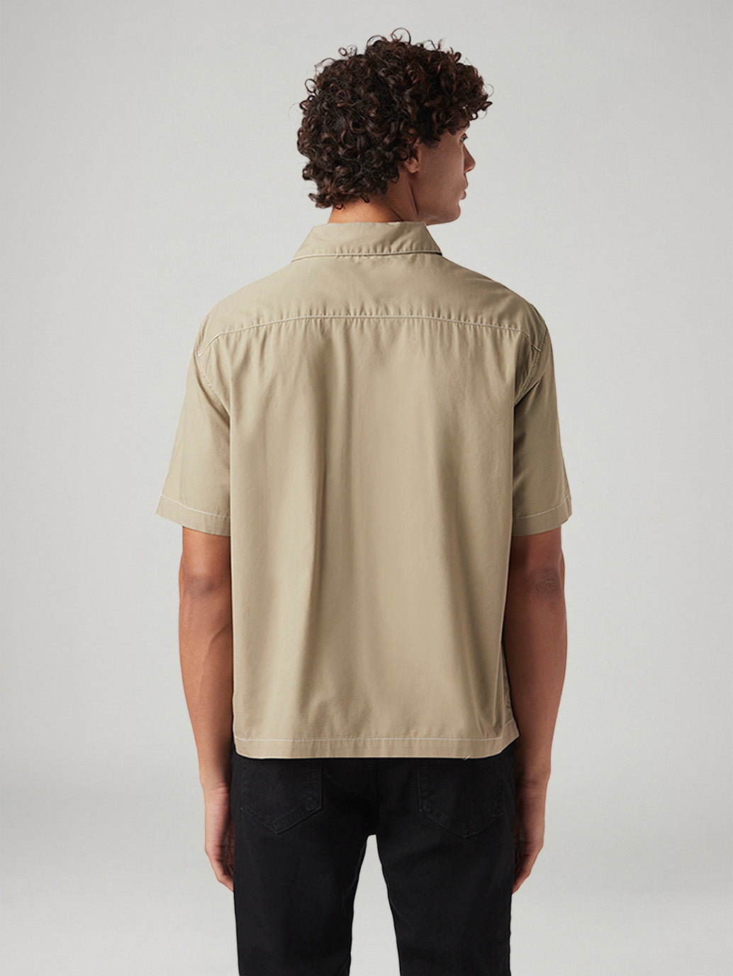 Men's Solid Relaxed Fit Poplin Shirt - Back View