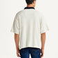 Men's Brand Logo Off-White Loose Fit Polo T-shirt - Back View