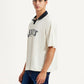 Men's Brand Logo Off-White Loose Fit Polo T-shirt - Side View