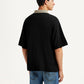 Men's Brand Logo Black Loose Fit Polo T-shirt - Back View
