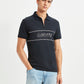Men's Brand Logo Navy Slim Fit Polo T-shirt - Styleshot View