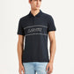 Men's Brand Logo Navy Slim Fit Polo T-shirt - Front View