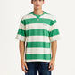 Men's Striped Green Loose Fit T-shirt - Front View