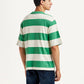 Men's Striped Green Loose Fit T-shirt - Back View
