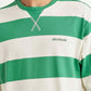 Men's Striped Green Loose Fit T-shirt - Detail View