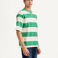 Men's Striped Green Loose Fit T-shirt - Side View