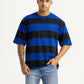 Men's Striped Blue Loose Fit T-shirt - Styleshot View