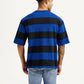 Men's Striped Blue Loose Fit T-shirt - Back View
