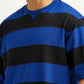 Men's Striped Blue Loose Fit T-shirt - Detail View